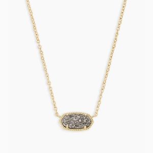 NEW Kendra Scott Elisa Gold Pendant Necklace in Platinum Drusy